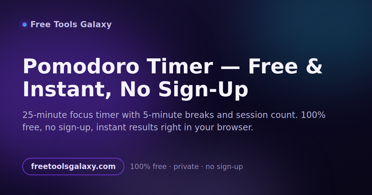 Free Tools Galaxy Pomodoro Timer preview